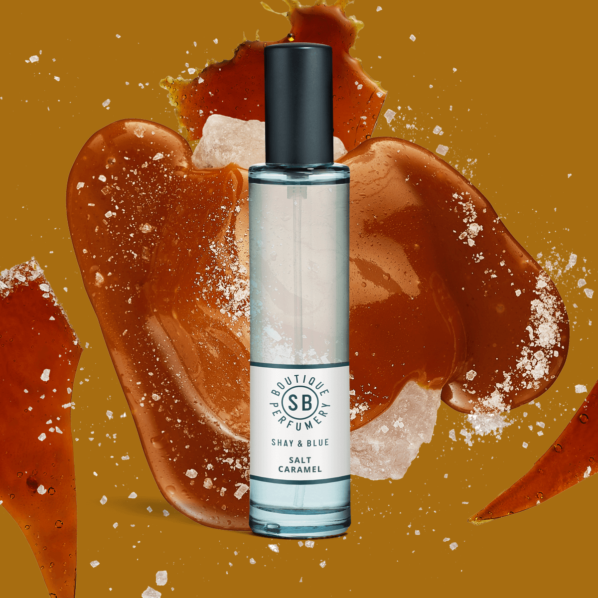 Salt Caramel Fragrance 30ml | Glossy caramel, tonka bean and soft sandalwood meld into deliciously frothy sea salt. | Clean All Gender Fragrance | Shay & Blue