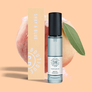 White Peaches Fragrance 10ml | Delicate peach, elderflower granita and silver birch. | Clean All Gender Fragrance | Shay & Blue